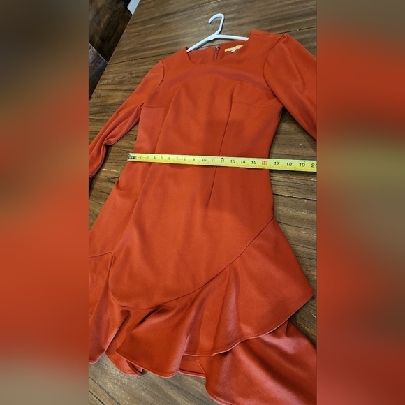 Gianni Bini The In Crowd Bell Sleeve Ruffle Sophie Mini Dress burnt orange 12 - Picture 10 of 11